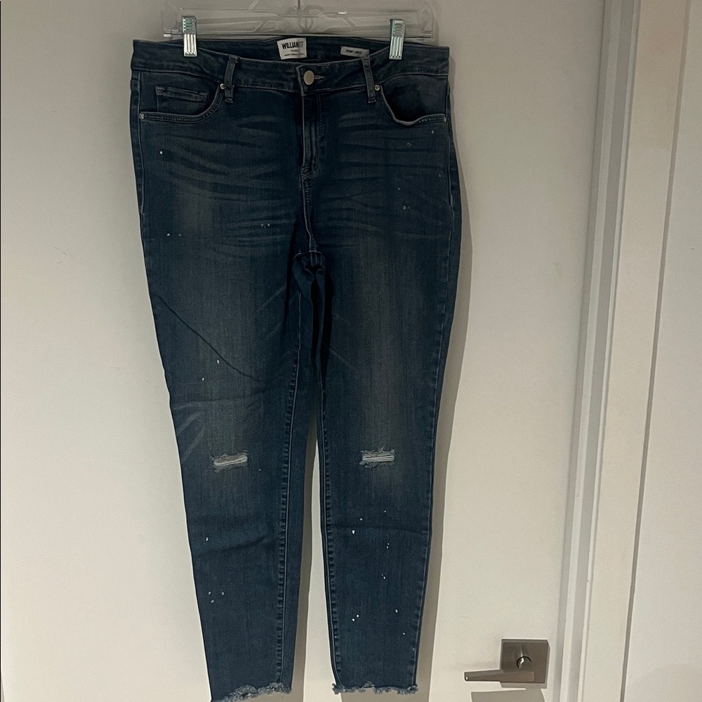 Wit&Wisdom Distressed Skinny Jeans with intentional paint splashes